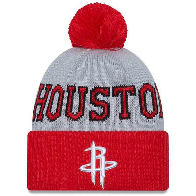 Mens New Era /Gray Houston Rockets Tip-Off Two-Tone Cuffed Knit Hat with Pom Product Image