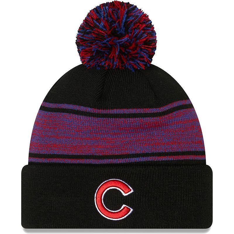 Mens New Era Black Chicago Cubs Chilled Cuffed Knit Hat with Pom Product Image