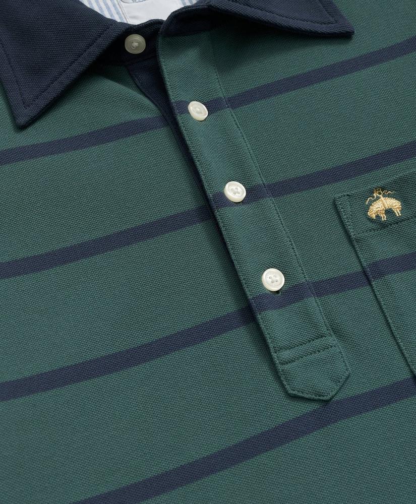 The Vintage Long Sleeve Polo Shirt in BB#3 Stripe Pique Cotton Product Image