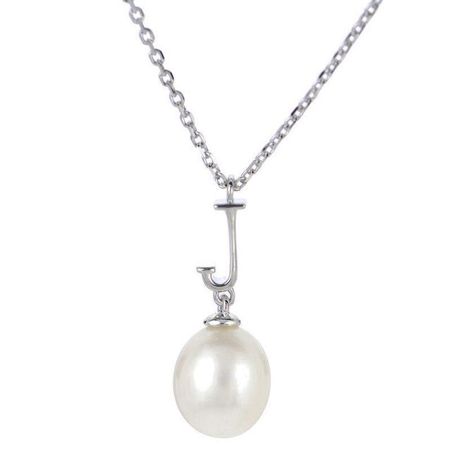 PearLustre by Imperial Sterling Silver Freshwater Cultured Pearl Initial Pendant Necklace, Womens White Product Image