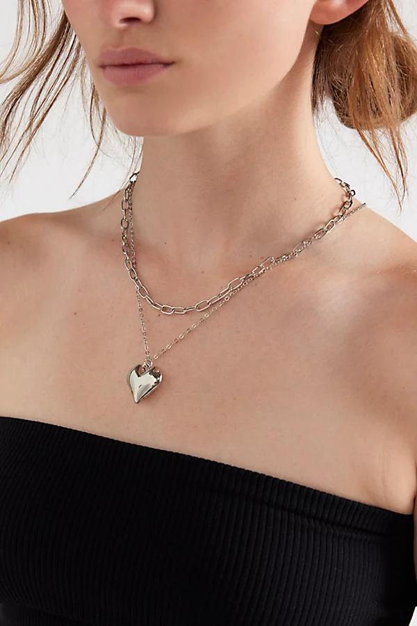 Essential Heart Charm Chain Layering Necklace Set Womens at Urban Outfitters Product Image