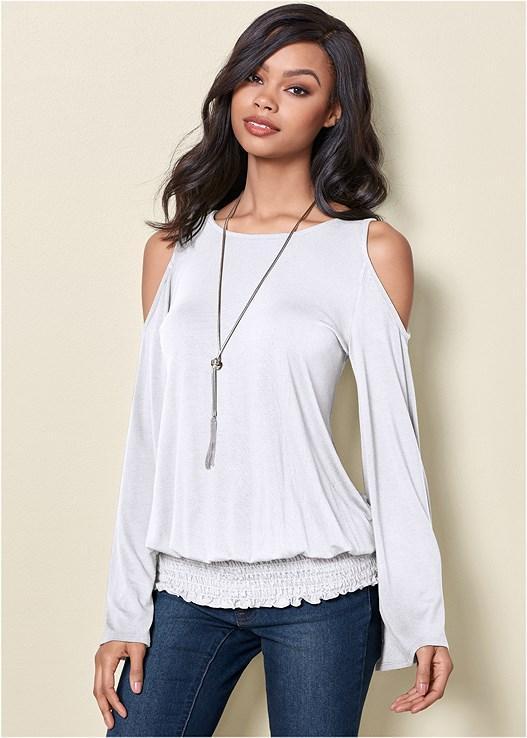 Cold-Shoulder Blouson Top Product Image