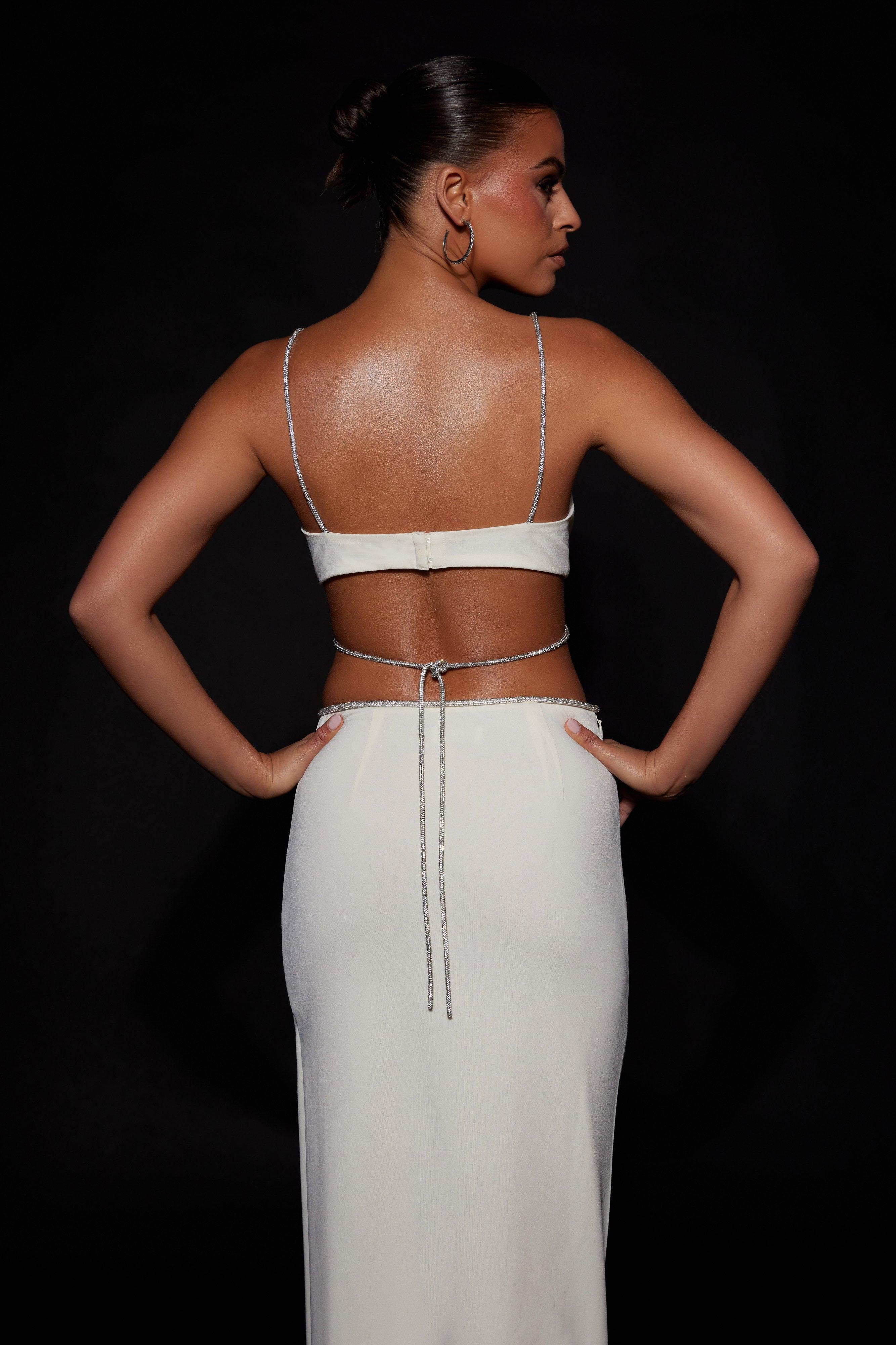 Sweeney Diamante Maxi Skirt With Split - Bone Product Image