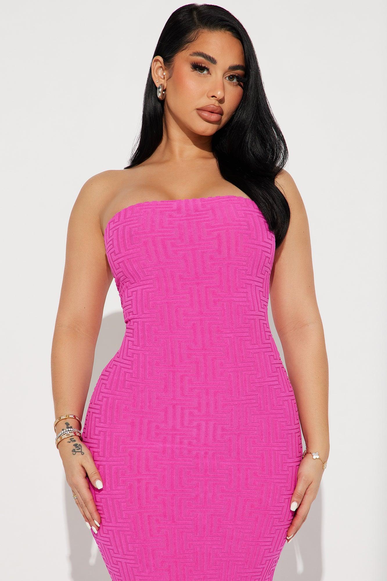 Anya Textured Maxi Dress - Fuchsia Product Image