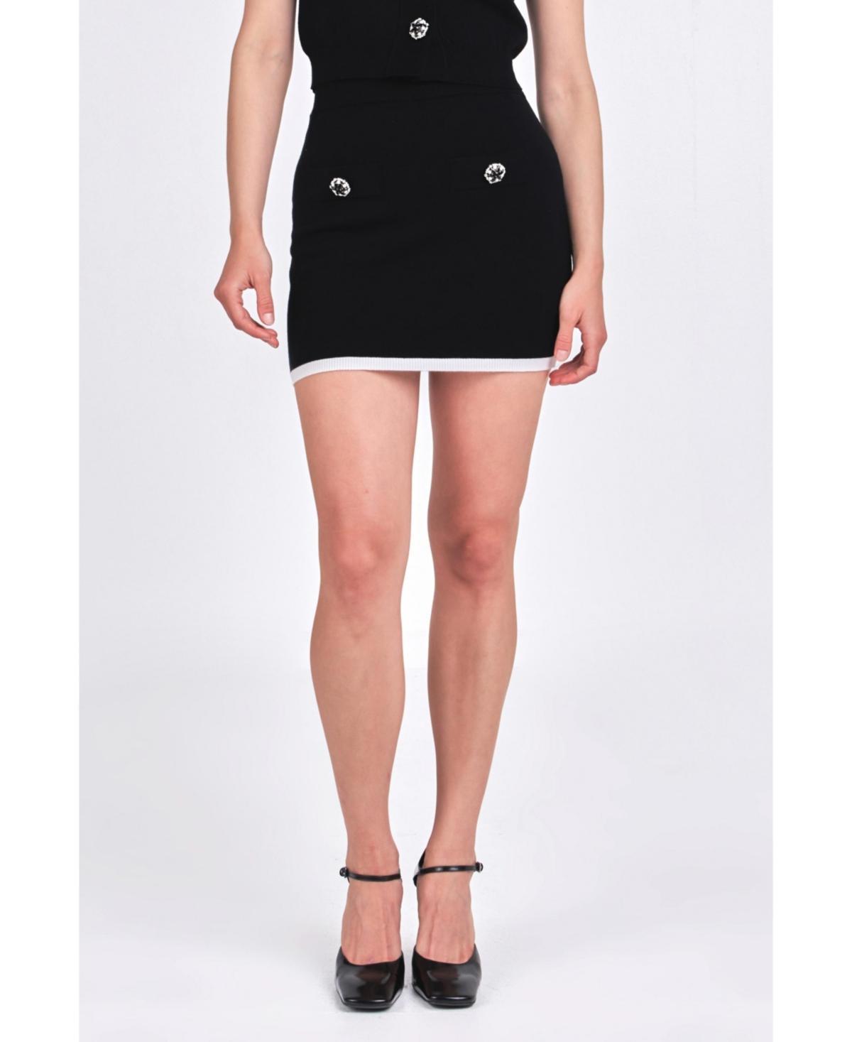 Womens Jewel Knit Mini Skirt - Black product image