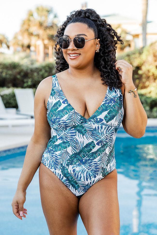 Mermaid Lagoon Teal Tropical One Piece Swimsuit FINAL SALE Product Image