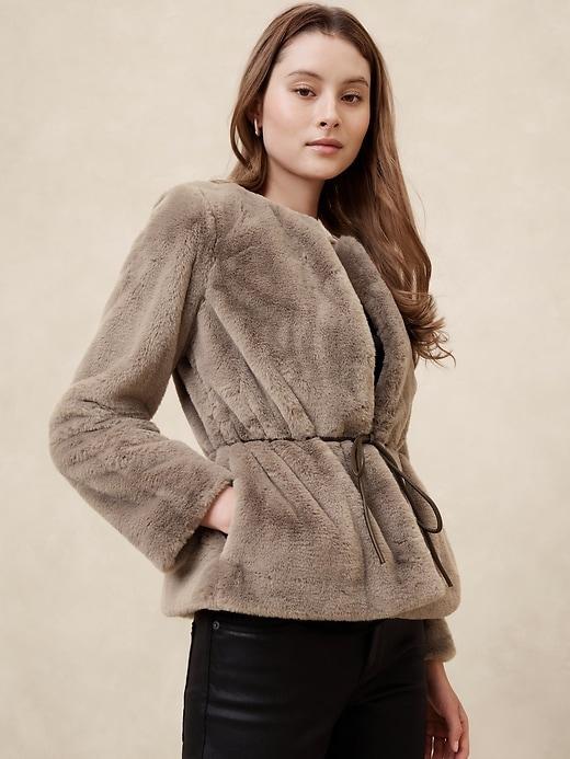 Faux Fur Tie-Waist Jacket Product Image