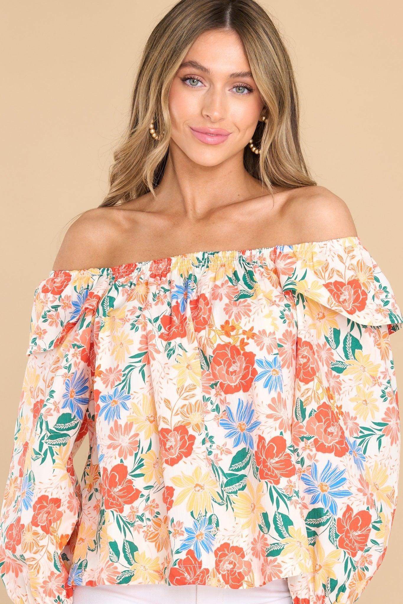 Honestly Truthfully Ivory Floral Print Top Product Image