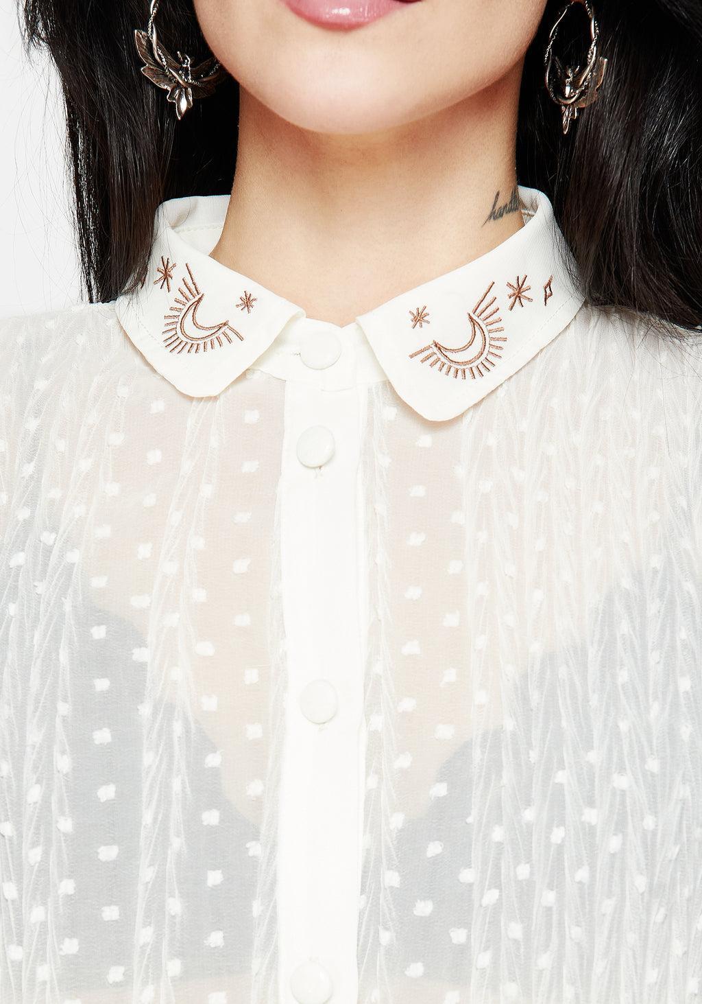 Madeleine Embroidered Chiffon Blouse Top Product Image