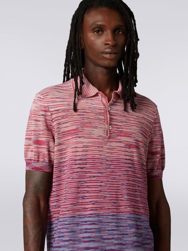 Dégradé striped cotton short-sleeved polo shirt Red & Purple | Missoni Product Image