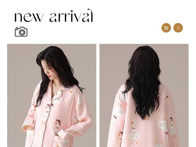 Maternity Pajama Set: Lapel Collar Duck Print Button-Up Robe + Pants Product Image