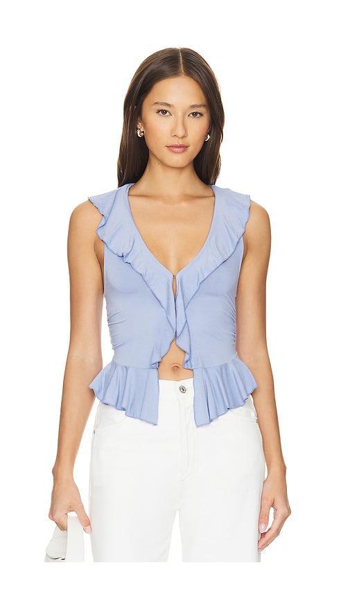 Ruffle Me Away Top In Blue Heron Product Image