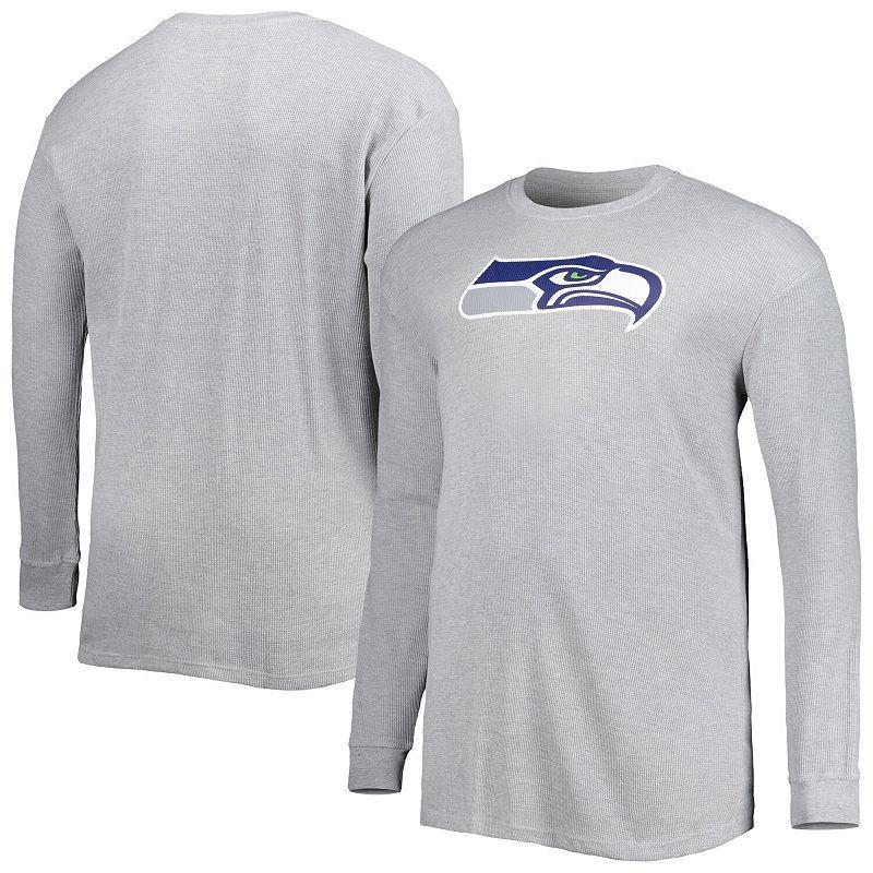 Mens Heather Gray Seattle Seahawks Big & Tall Waffle-Knit Thermal Long Sleeve T-Shirt Product Image