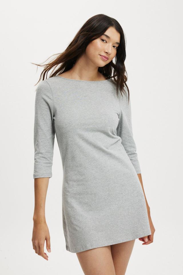 Cotton On Women - Bella 3/4 Sleeve Mini Dress - Grey marle Product Image