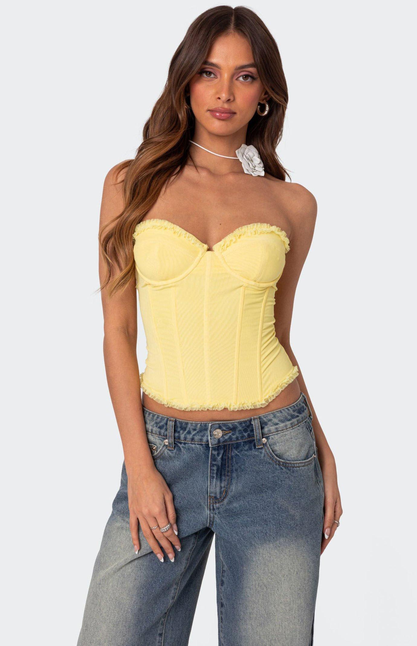 Edikted Womens Deirdre Mesh Lace Up Corset Product Image