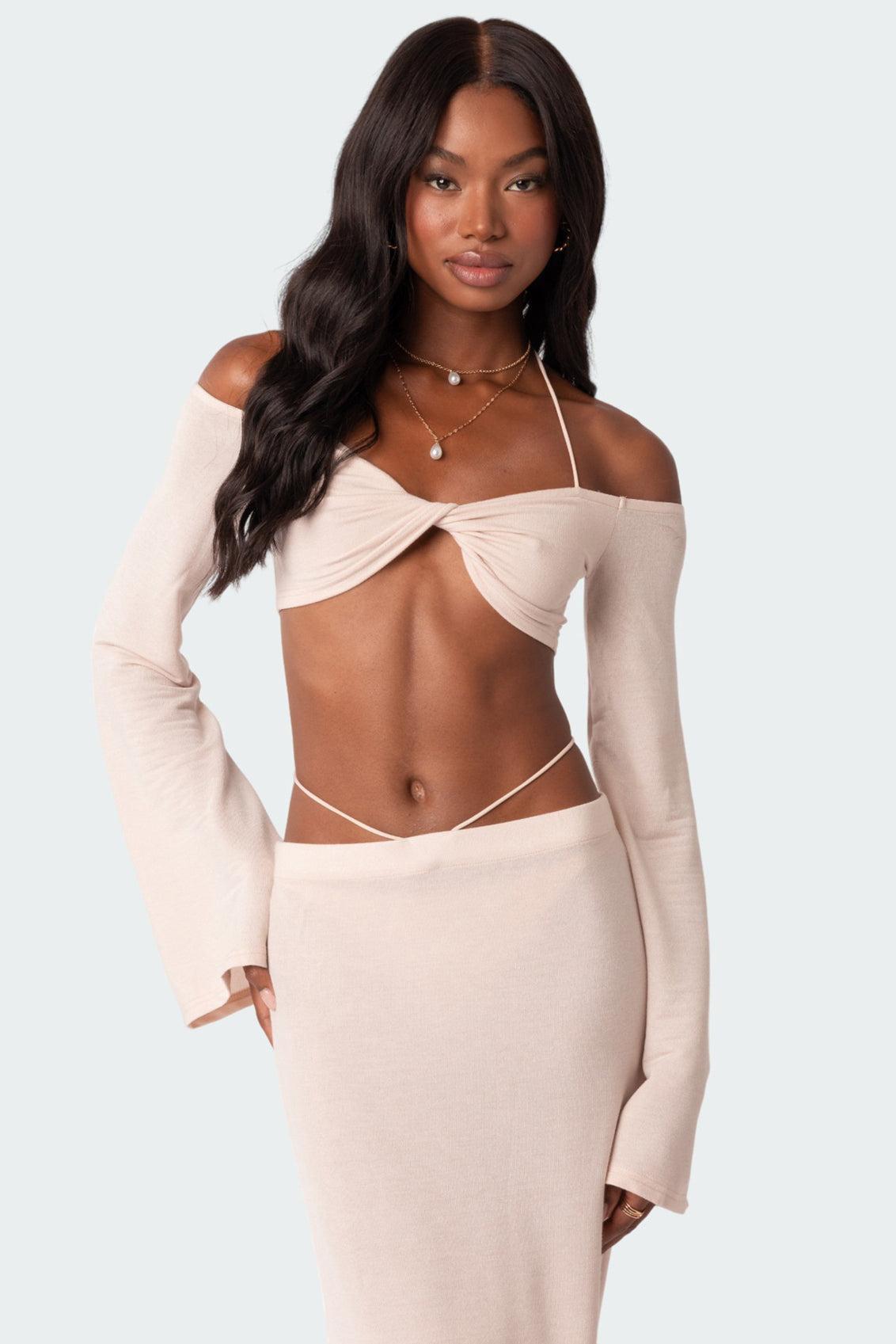 Celeste Off Shoulder Twist Crop Top Product Image