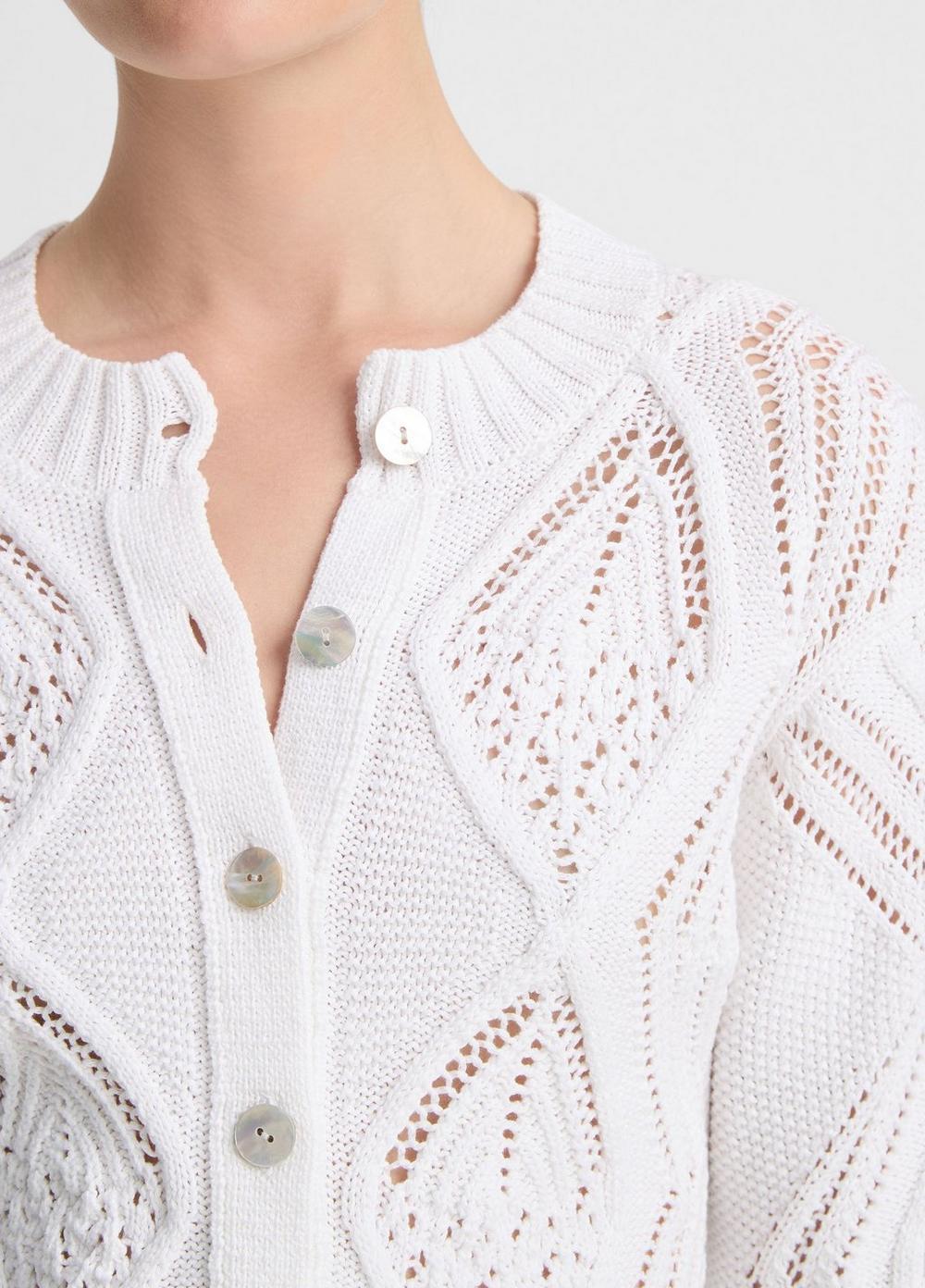 Italian Cotton Diamond Cable Cardigan Product Image