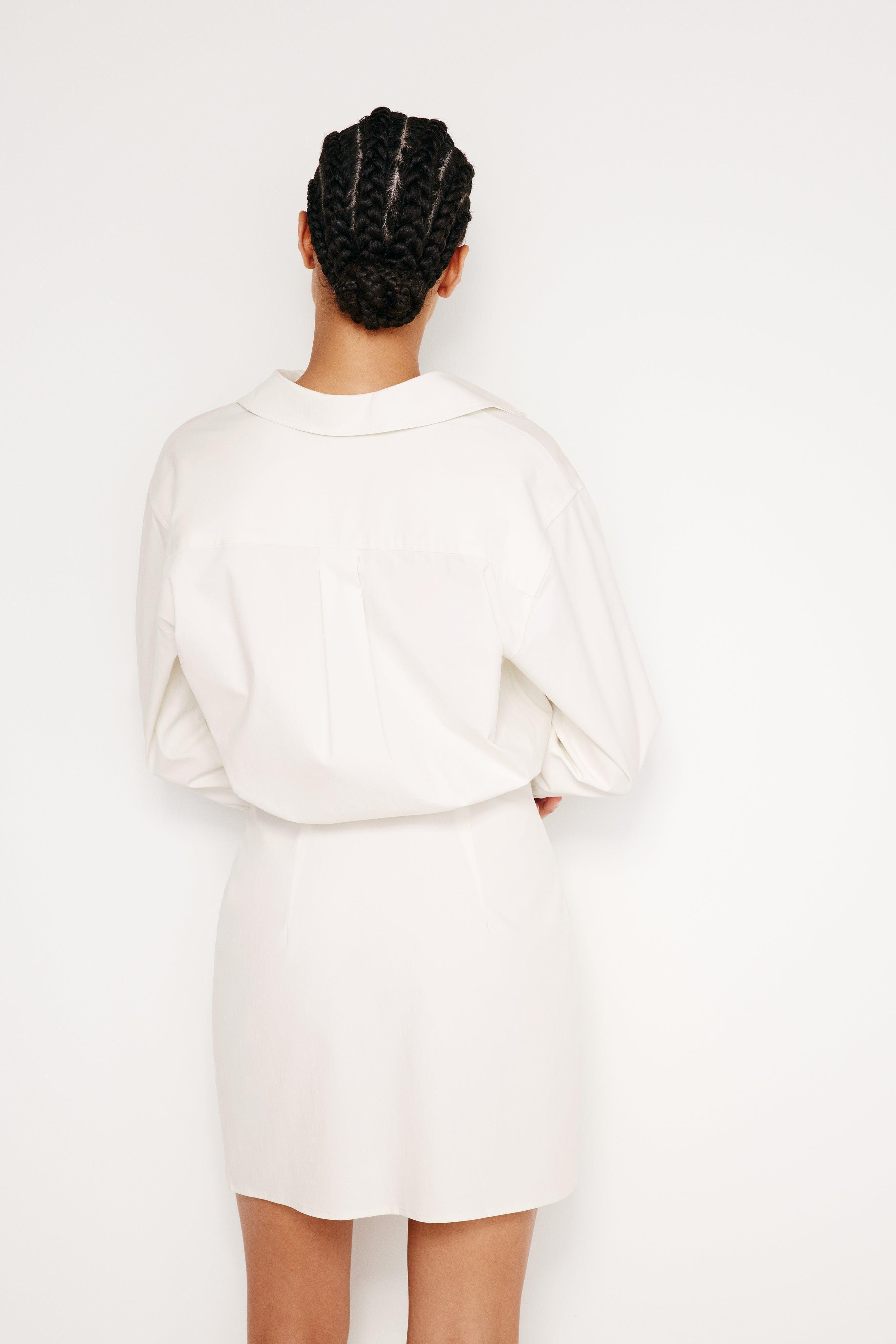 POPLIN SHIRT DRESS | CLOUD WHITE Product Image