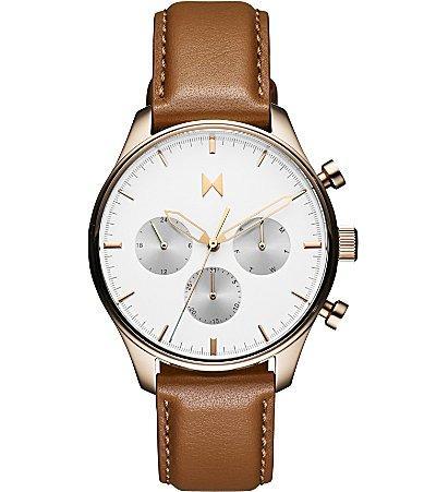 MVMT Mens Airhawk Multifunction Tan Leather Strap Watch Product Image