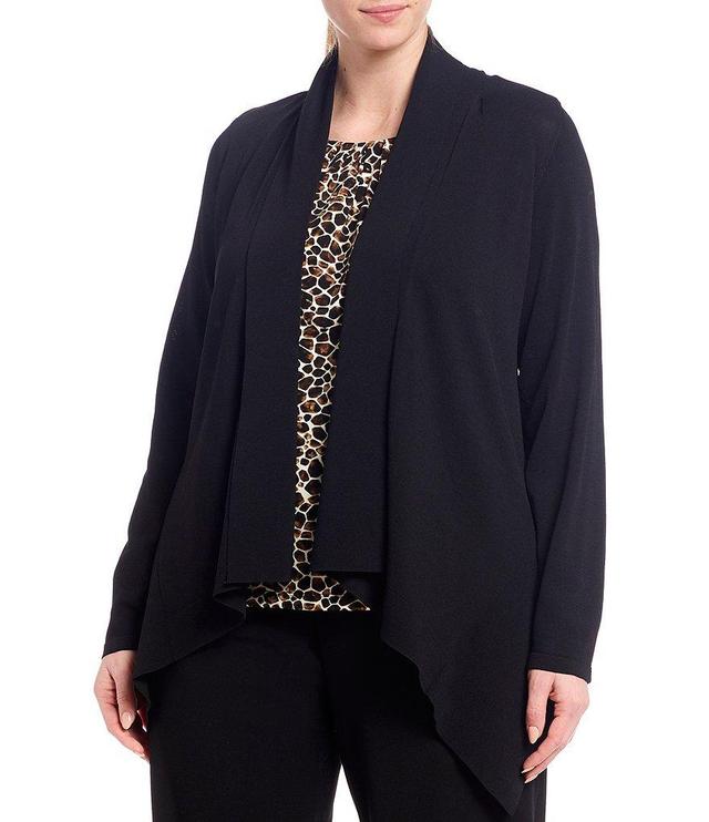 Calvin Klein Plus Size Long Sleeve Shawl Collar Open Front Knit Cardigan Product Image