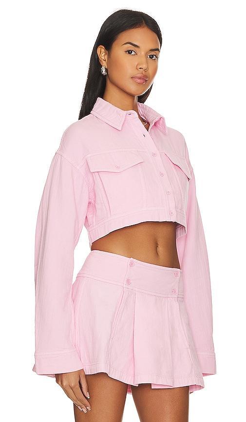 Lovers and Friends Sean Cropped Jacket in Pink. Product Image