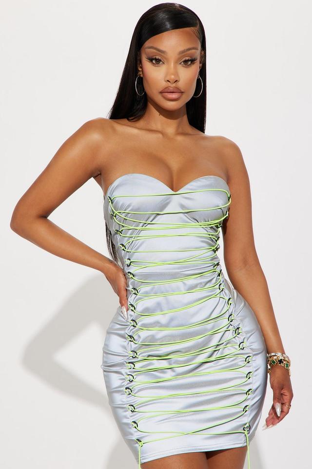 Landry Reflective Mini Dress - Silver Product Image