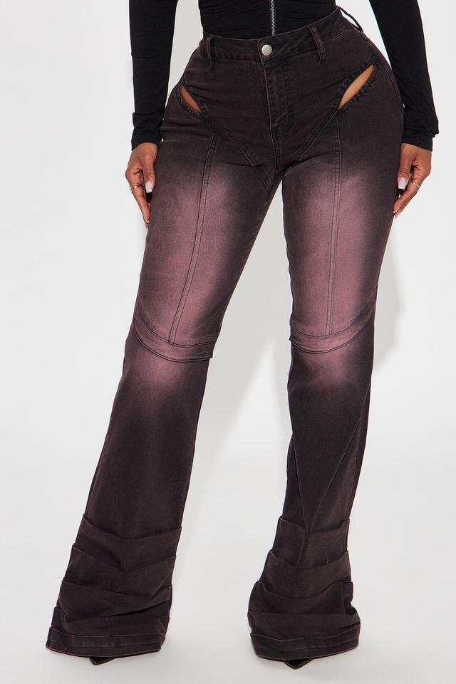 Xyla Cut Out Stretch Stacked Flare Jeans - Purple Product Image