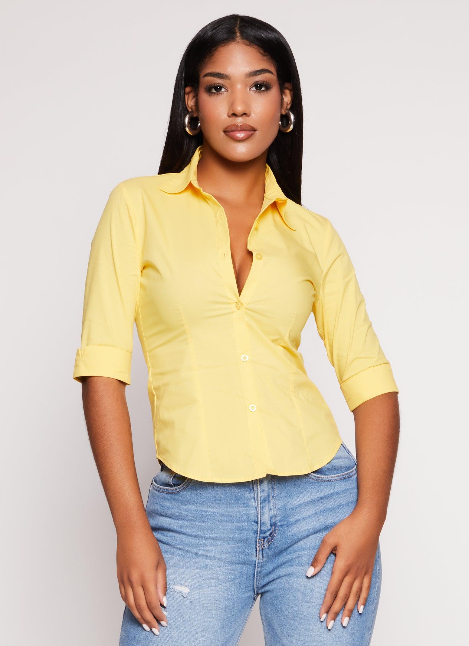 Womens Fixed Cuff Button Front Shirt Product Image