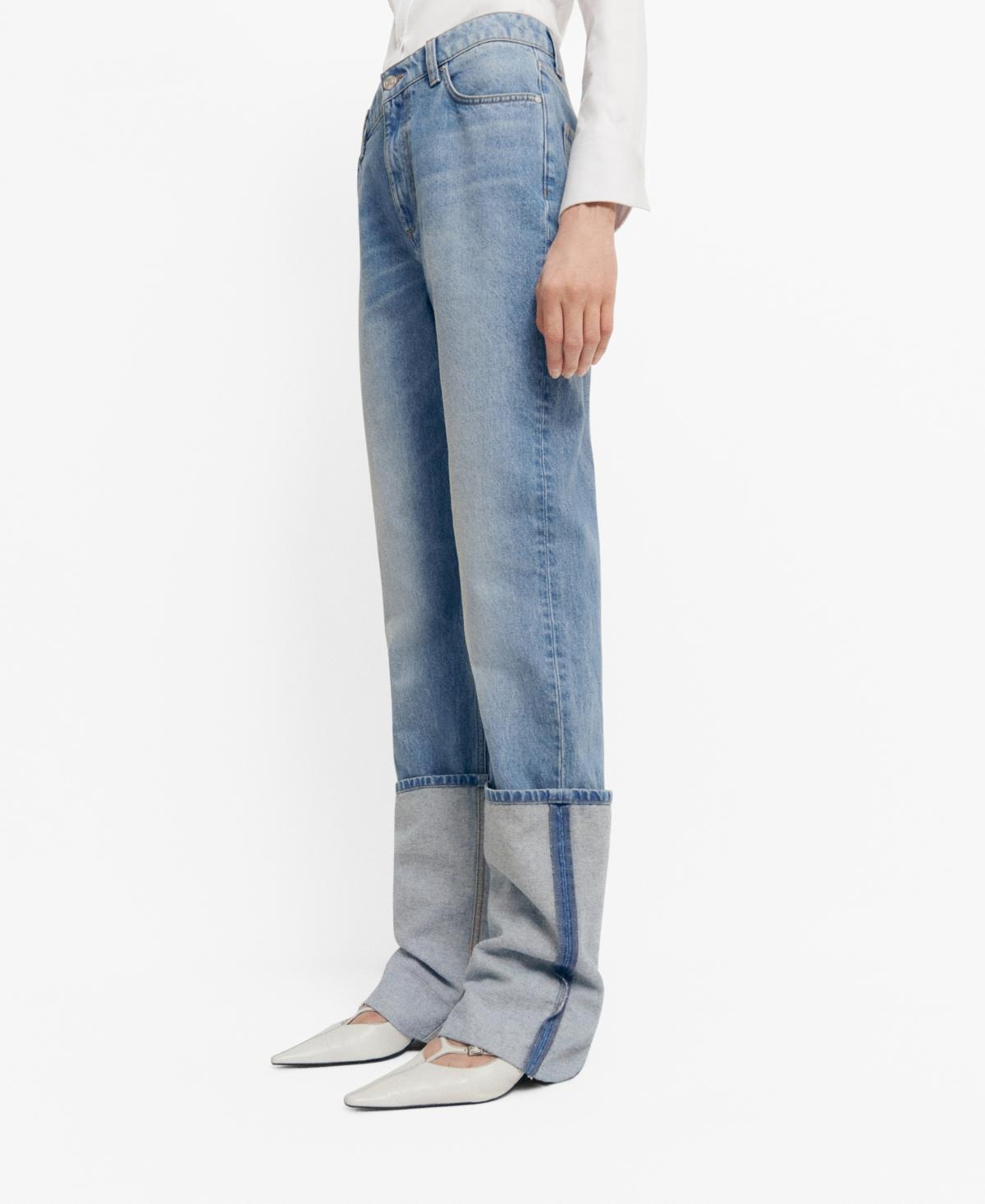 MANGO - Turned-up straight jeans medium blueWomen product image