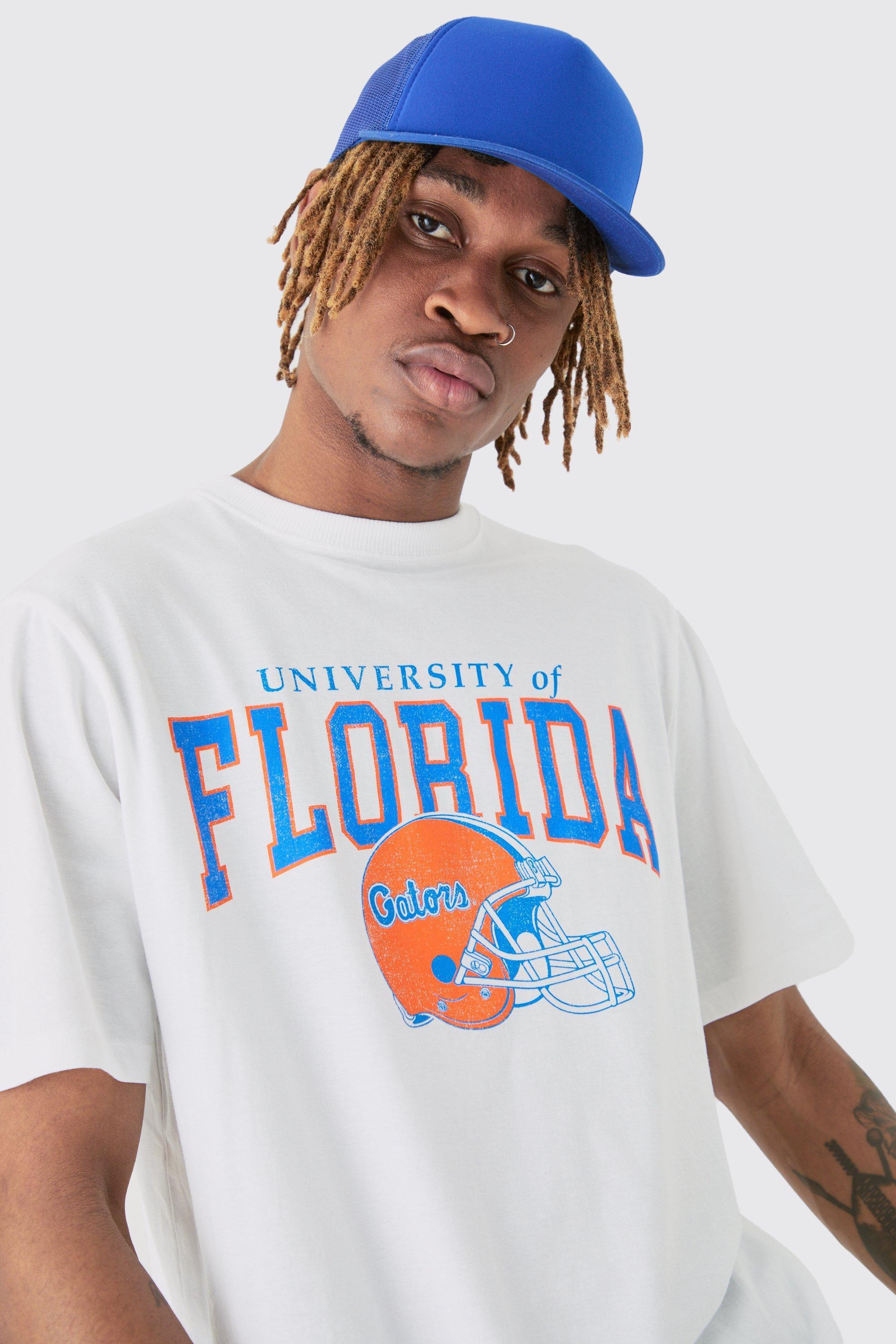 Tall Florida Varsity T-shirt In White | boohooMAN USA Product Image