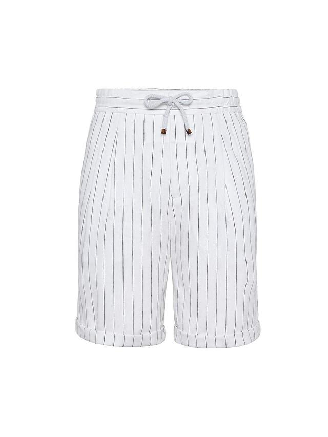 Mens Linen Chalk Stripe Bermuda Shorts Product Image