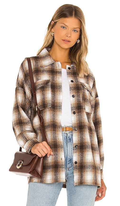 Lovers and Friends Harlow Flannel Shacket in Brown Product Image