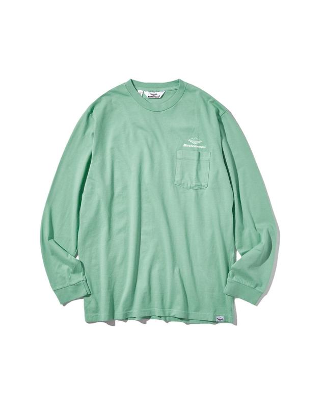 Team L/S Pocket Tee / Mist Green x White Product Image