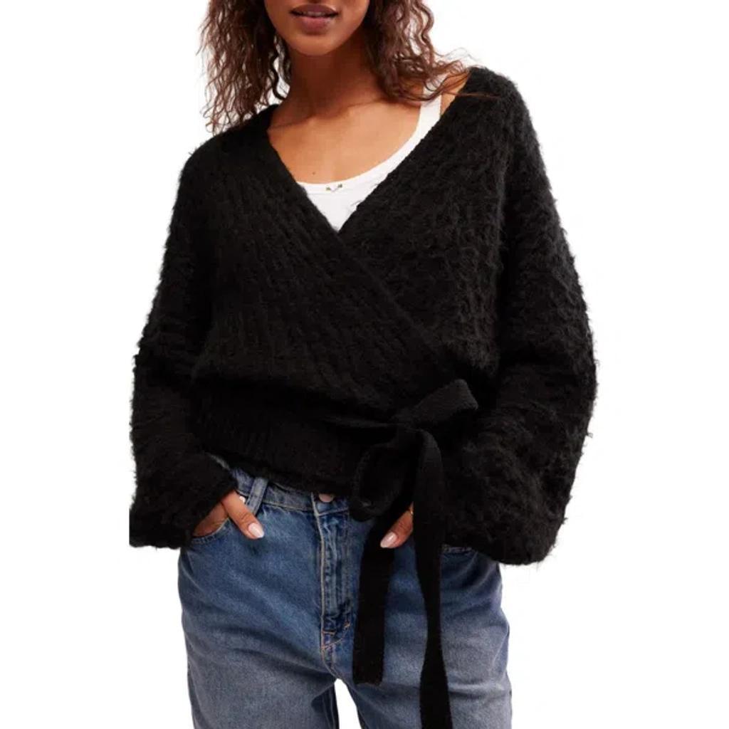 Over You Wrap Cardigan In Black Product Image