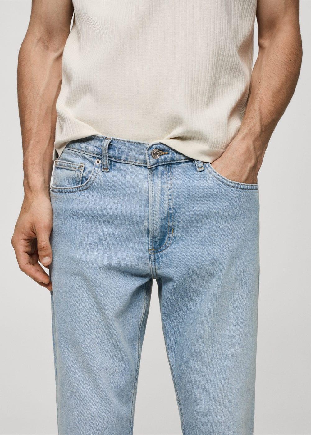 MANGO MAN - Ben tapered cropped jeans light blueMen Product Image