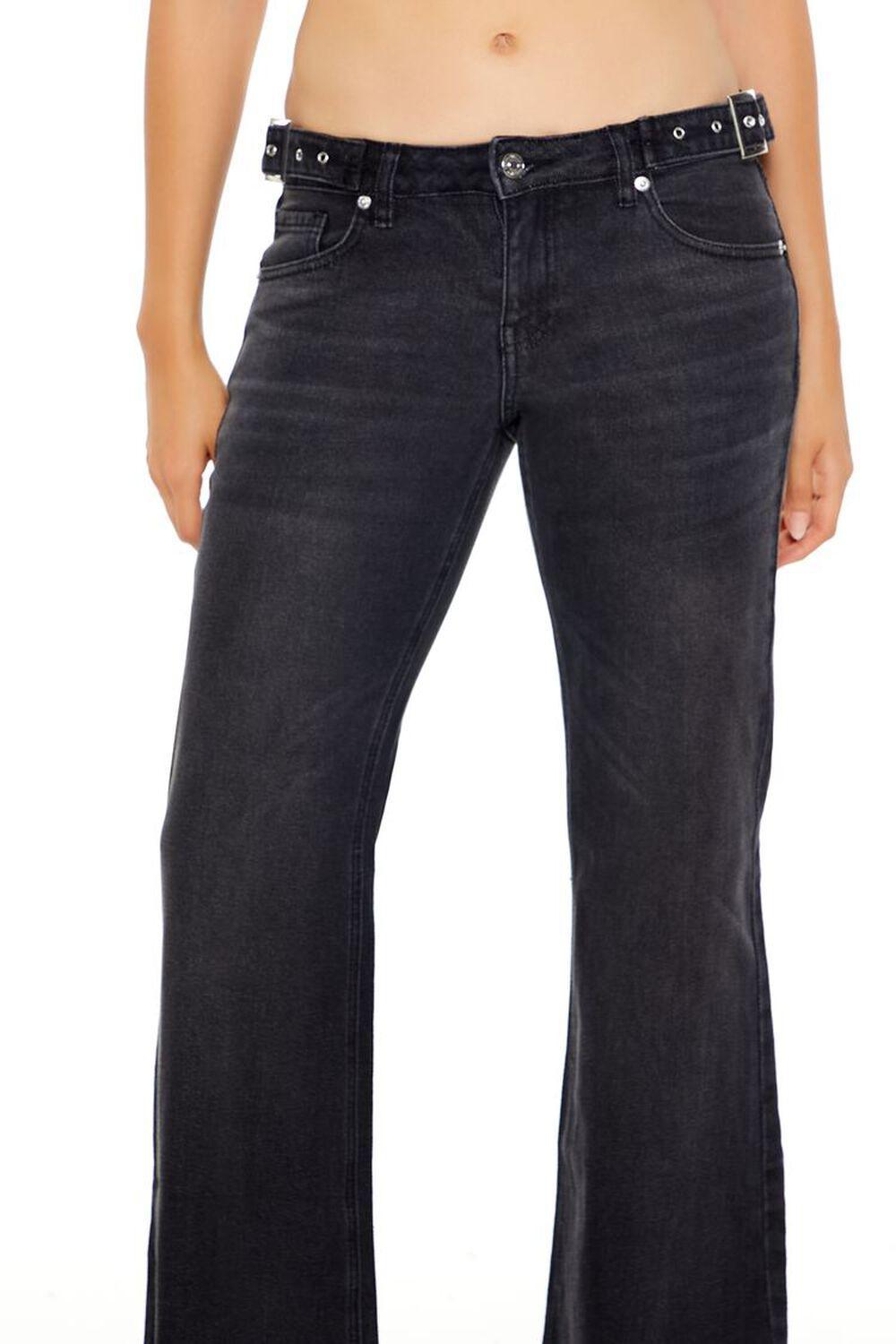 Buckled Low-Rise Flare Jeans | Forever 21 Product Image