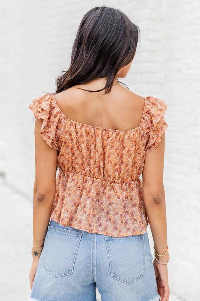 Love Every Day Brown Floral Babydoll Top FINAL SALE Product Image