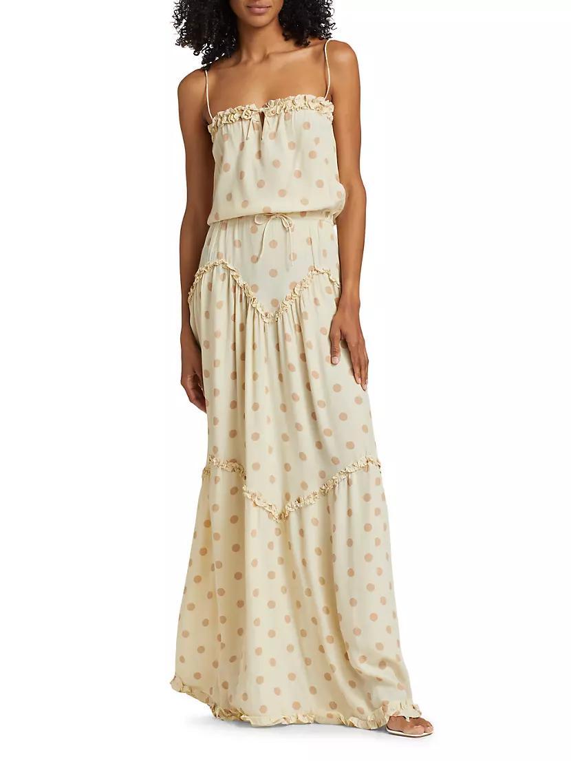 Dynamic Polka-Dot Tiered Maxi Dress Product Image