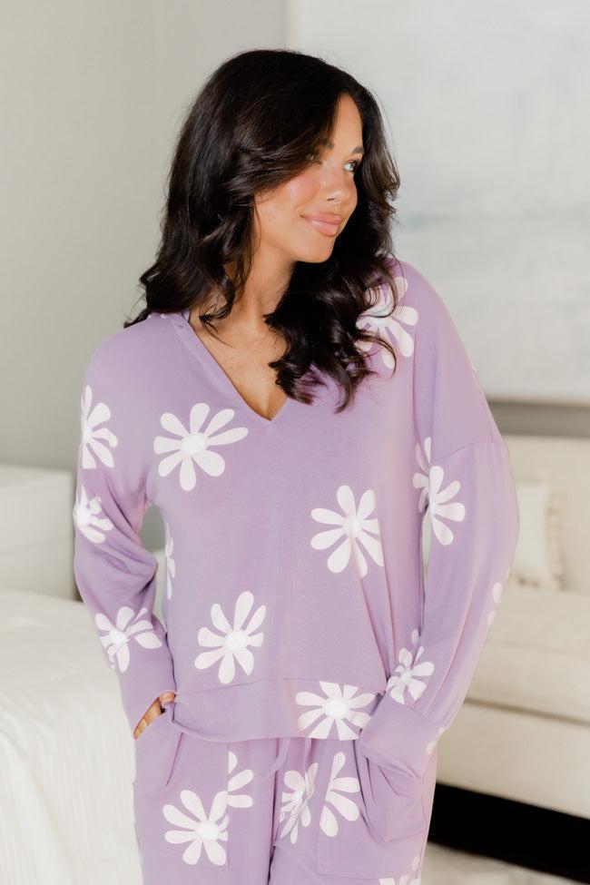 Don't Let Me Down Purple Flower Lounge Top FINAL SALE Product Image