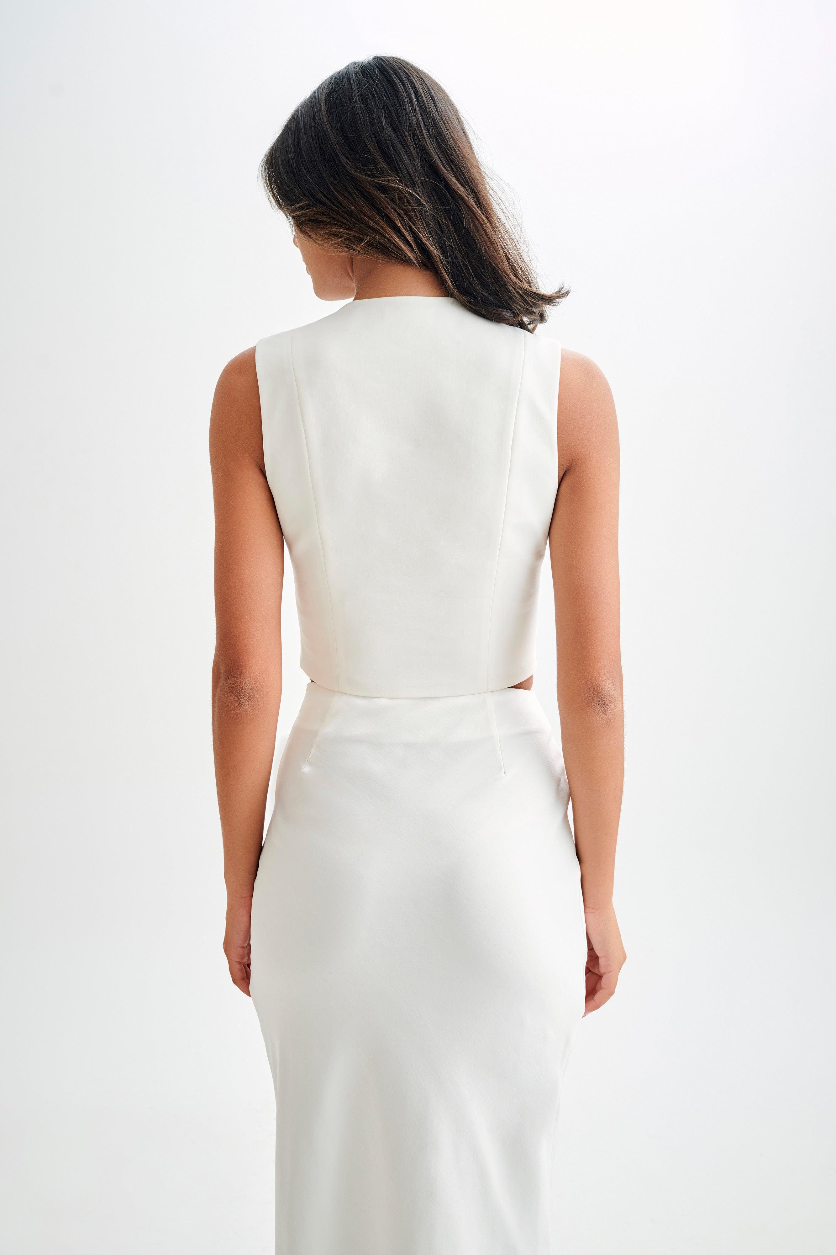 Keely Cotton Sleeveless Top - White Product Image