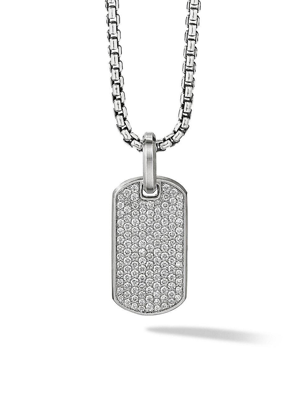 David Yurman Men's Silver Pave Diamond Tag Enhancer - SILVER Product Image