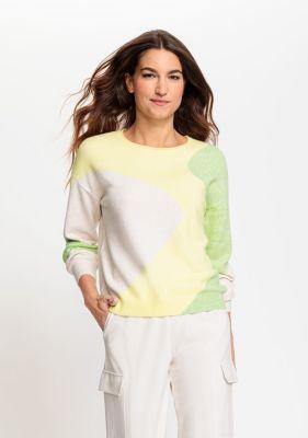 Olsen Womens Long Sleeve Graphic Knit Pullover Product Image