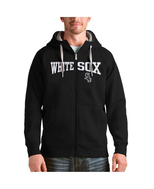 Antigua Mens Black Chicago White Sox Team Logo Victory Full-Zip Hoodie Product Image