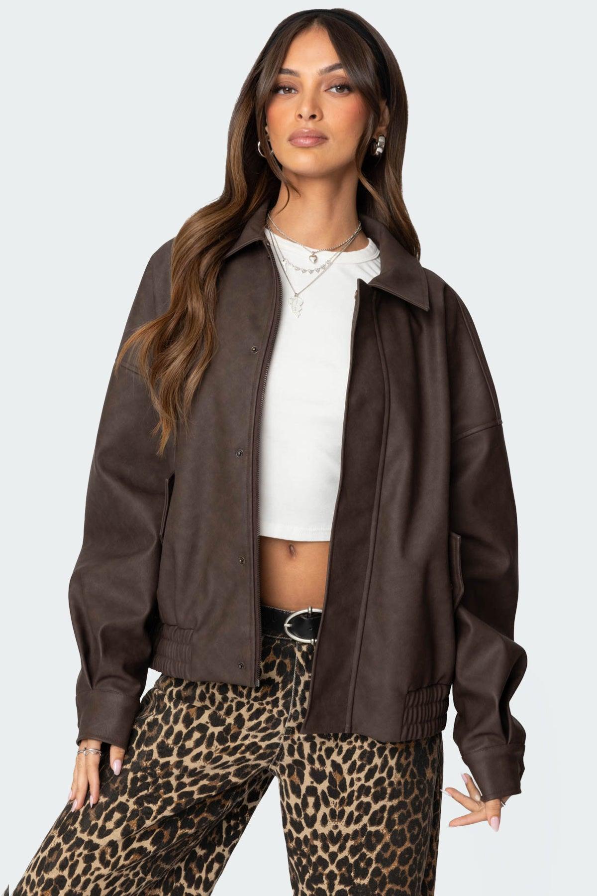 Mori Oversized Faux Leather Jacket Product Image