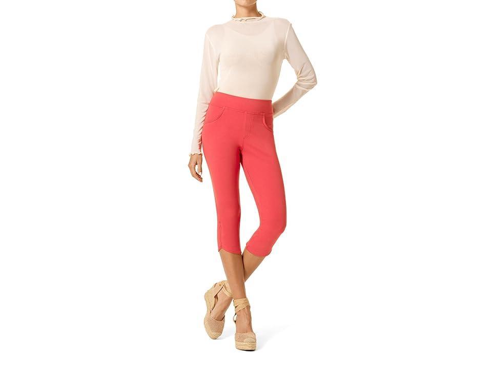 HUE Game Changing Denim Capri Leggings with Tulip Hem (Cranberry) Women's Jeans Product Image