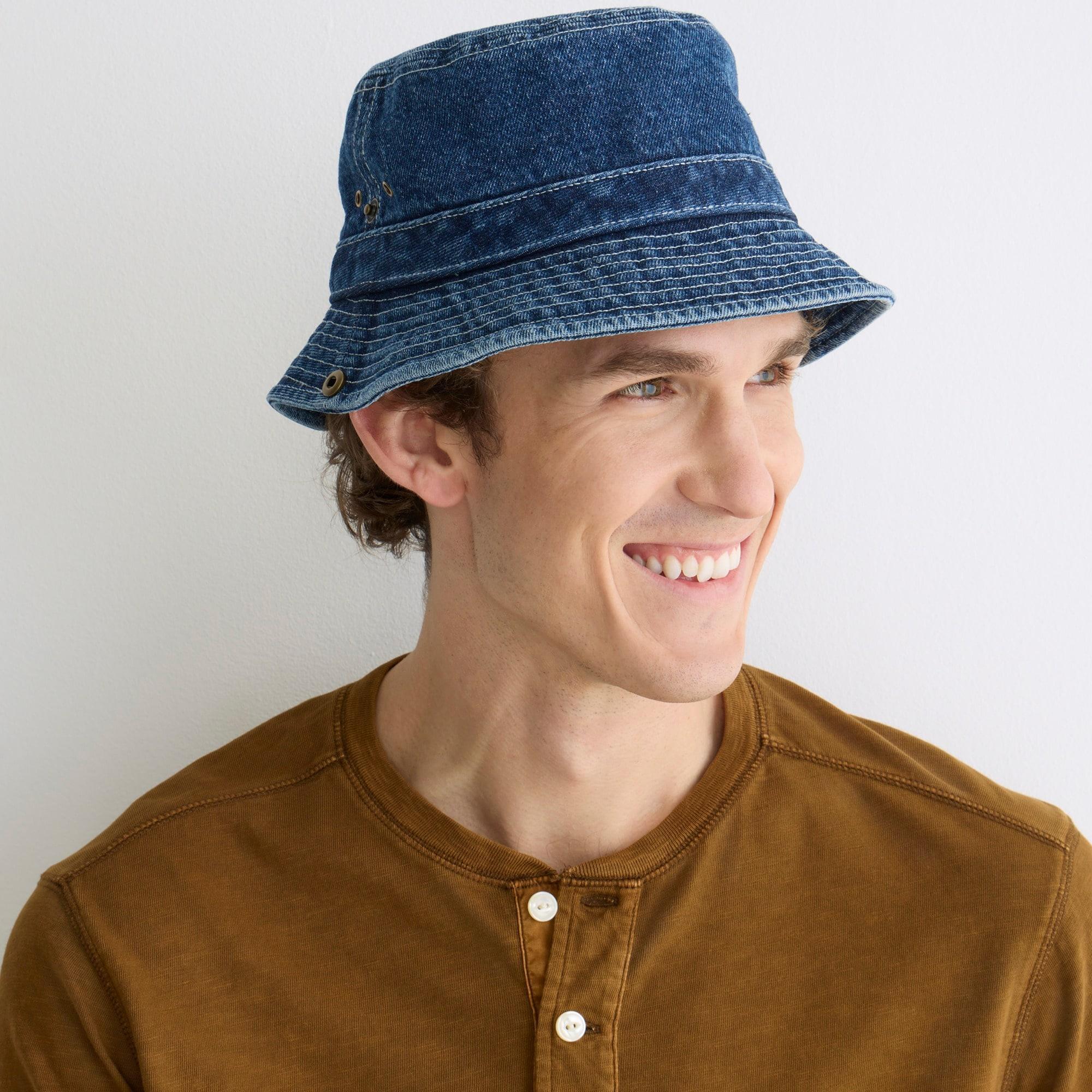 Denim bucket hat with snaps Product Image