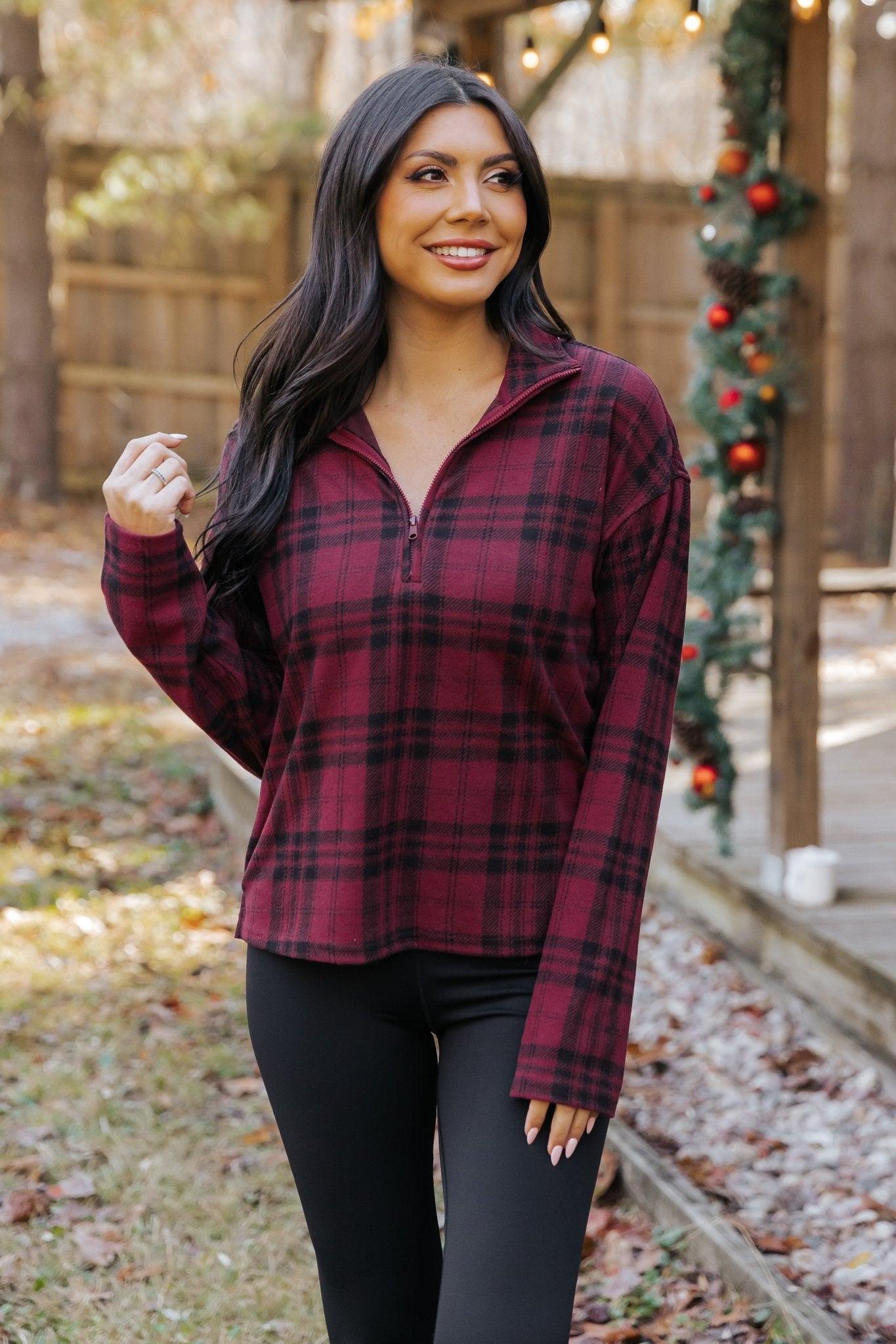 Thread and Supply Amani Plaid Zip Pullover - FINAL SALE Product Image