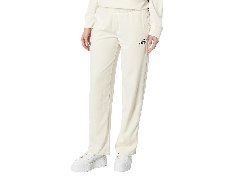 PUMA Essentials Elevated Velour Straight Pants (Alpine Snow) Women's Clothing Product Image