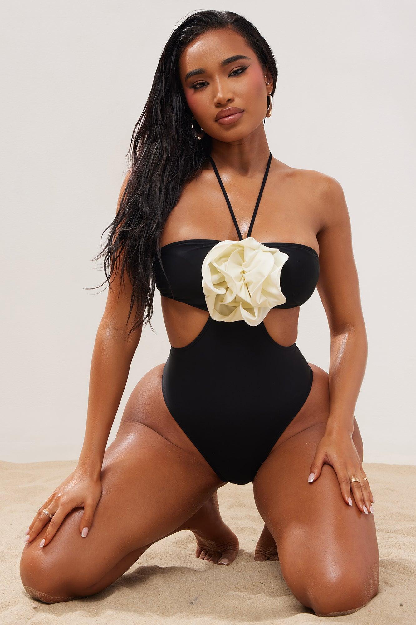 Rosalinda Rosette 1 Piece Swimsuit - Black/White Product Image