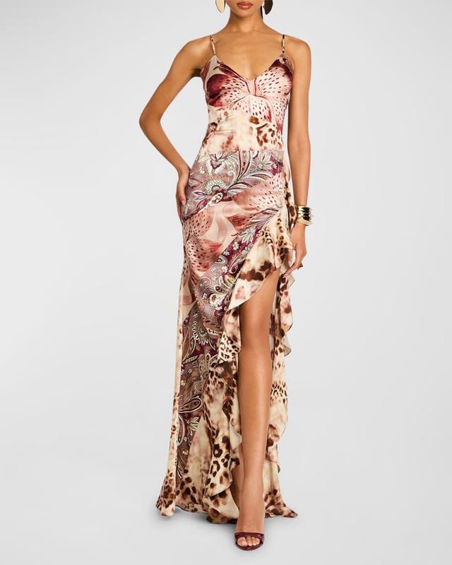 Raelynn Backless Slit Maxi Silk Dress Product Image